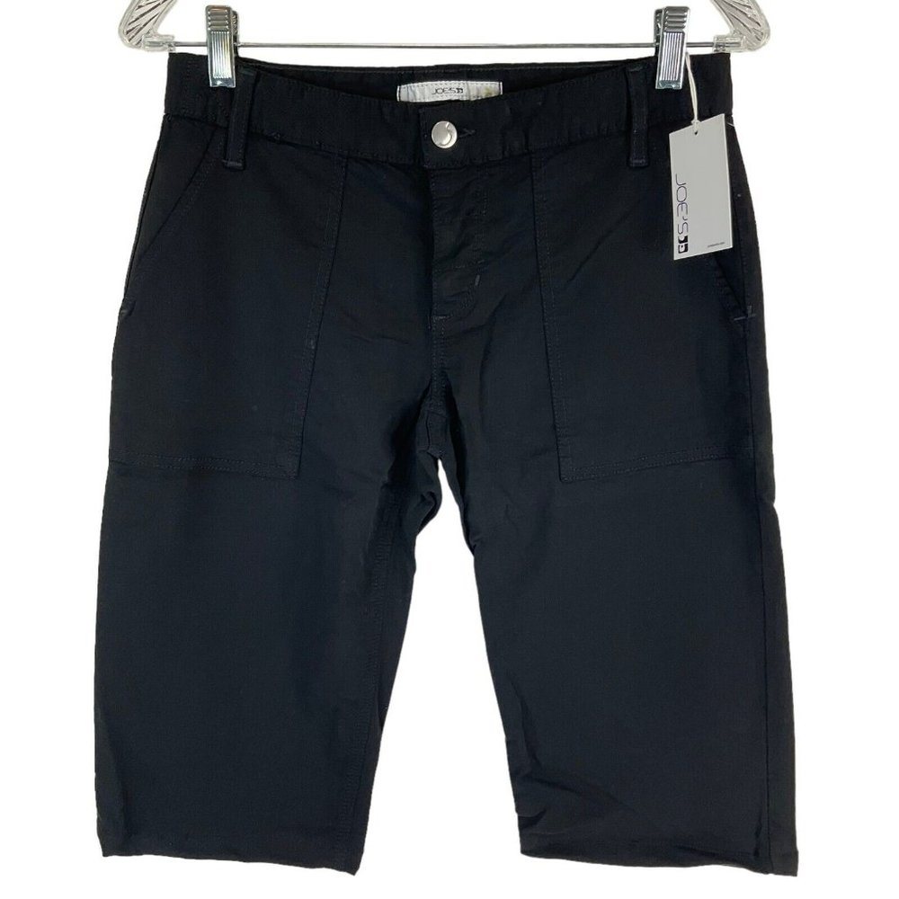 Joe's Shorts Womens Sz 26 Jet Black Hidden Buttons Mid Rise Bermuda  $69 Nwt